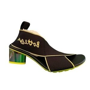 BOTTEGA VENETA 689993 BLACK 'FLEX'‎ HEELED SANDALS, sz 36.5